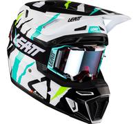 Leatt 8.5 Tiger Casco de motocross con gafas, negro-blanco-rojo-verde, tamaño XS para Hombres