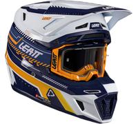 Leatt 8.5 V26 Casco de motocross con gafas, blanco/azul/naranja, Talla M (57/58)