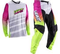 Leatt 3.5 Ride Kit V26 Retro, conjunto jersey/pantalón textil XL male Blanco/Fucsia/Amarillo Neón/Gris