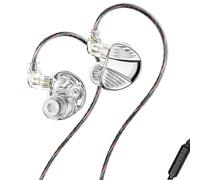 LEAUDIO TRN V10 PRO 2DD+2BA - Monitores intraurales híbridos con diseño de cable reemplazable mejorado (micrófono plateado)