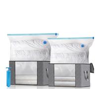 Leavans 2 Piezas Cajas Almacenaje Ropa,2 Bolsas de Almacenaje al Vacío y 1 Bomba,Organizador Plegable,Caja Almacenaje con Asa Reforzada para Guardar Ropa,Edredones,Mantas