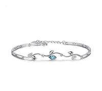 Leaves Bracelets Cubic Zirconia Adjustable Chain Bracelets, Thoughts of You Spread Like Branches, Extended into The Distant Years, for Women Jewelry Gifts