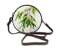 Leaves Of An Evergreen Tree - Bolso cruzado redondo de piel para mujer