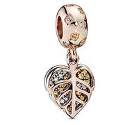 Leaves Pandora Rose and Sterling Silver Dangle with clear and miey cubic zirconia, talla única, Plata, Circonita cúbica