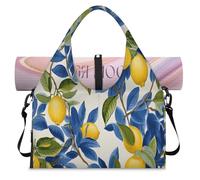 Leaves Tropic Lemon - Bolsa deportiva de lona para mujeres y hombres, bolsa de fin de semana con compartimento para zapatos, bolsa de hombro para yoga, gimnasio, viajes, color, L, Organizador de