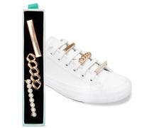 leazy Bling - Adorno para zapatos deportivos de estilo casual con cristales de estrás, perlas y colgantes, para niñas y mujeres, Zinc