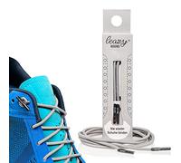 leazy Cordones elásticos redondos para enganchar - Cintas de goma sin atar - Ajuste perfecto y agarre estable para el deporte y el ocio, gris claro, L: (Bis 6 Ösen pro Seite)