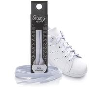 Leazy Flat, Cordones Elásticos Planos Unisex, Blanco, Talla S(hasta 4 Ojales por Lado)