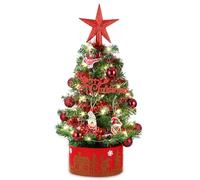 LEAZZLE Arbol de Navidad Pequeño 60cm,Arboles Navidad Modernos para Decoraciones Navideñas,Luces Incorporadas LED,para Decoración del Hogar de Fiesta de Navidad,Mini Nevado Christmas Tree Decoración