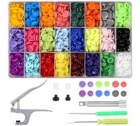 LEAZZLE Botones a Presión Broches de Resina Plástica T5 con Alicates de Presión,24 Colores Snaps Plastico para DIY Manualidades,Telas