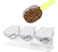 LEAZZLE Comedero Gatos 3 en 1,Cuenco Elevado para Gatos con Soporte,Tazón de Alimentación para Gatos 15°Inclinación Comederos Gatos Elevado Cuenco del Gato Doble Tazón para Gatos y Cachorros