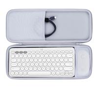 Lebakort Duro Caja Estuche Funda para Teclado Inalámbrico Logitech Pebble Keys 2 Combo K380s K380 + M350 Pebble Mouse Combo (Estuche Blanco Grisáceo)