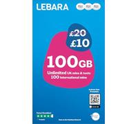 Lebara Tarjeta SIM: 100 GB por 10 £, mitad de precio para los primeros 3 meses, sin contrato, llamadas al Reino Unido, mensajes de texto del Reino Unido y llamadas internacionales incluidas