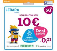 Lebara Tarjeta SIM prepaga con 10 € de crédito inicial sin contrato | desde 1 céntimo por minuto para llamar al extranjero
