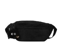 Lebartm - Bolso de plátano de pana, diseño de pana, pequeño con correa de hombro de color liso, para mujer, pecho para festival, caminar, correr, viajar, Negro con colgante, L 9 x H 16 x l 33,5 cm