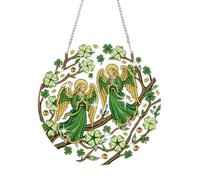 Lebartm Colgante de pintura de diamante para manualidades, diseño creativo de primavera, calado, taladro de una sola cara por números, mosaico para decoración del hogar, jardín, pared, puerta, ángel