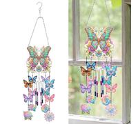 Lebartm Kit de arte de pintura de diamantes para manualidades, campanillas de viento, atrapasueños para adultos, hecho a mano, creativo, primavera, adorno colgante 3D, decoración para el hogar, jardín