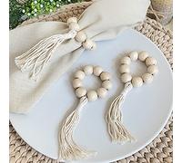 LEBEJUA Juego de 6 servilleteros de madera para servilletas, de madera rústica natural, para mesas, anillo de servilleta hecho a mano con cordel de yute, anillos de madera natural a granel