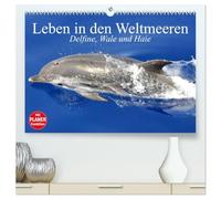 Leben in den Weltmeeren. Delfine, Wale und Haie (hochwertiger Premium Wandkalender 2026 DIN A2 quer), Kunstdruck in Hochglanz: Gleiten und Leben in den Ozeanen der Welt
