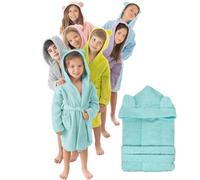 LEBENGOOD - Albornoz Niños Niñas unisex, Infantil con Orejas - 100% Algodón OEKO-TEX® - 2 Bolsillos, Cinturón, Capucha, Albornoces e Niño niña, adolescente (Oreja Turquesa 7-8)