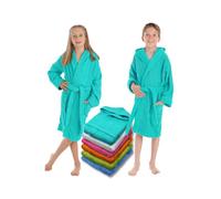 LEBENGOOD Albornoz, Niños, Niñas, Unisex, Infantil, Juvenil,100% Algodón,toalla 400gr OEKO-TEX, 2 Bolsillos, Capucha, Albornoces Felpa Niño niña, adolescente (2-4, Turquesa)