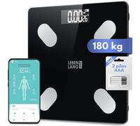 LEBENLANG Bascula grasa corporal y muscular - Hasta 180 kg Medición ultraprecisa con App Connect & 4 electrodos I Balanza inteligente bioimpedancia Báscula de Peso baño Vascula digital Basculas Scale