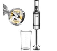 LEBENLANG Batidora mano de 1500W de acero inox - Jarra medidora de 800 ml & protector contra salpicaduras I Ajuste continuo & turbo I Procesador de alimentos Minipimer Blender Varinha magicas cozinha
