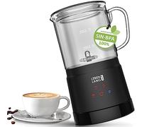 LEBENLANG Espumador de leche de cristal, 100 % libre de BPA, incluye batidor de repuesto y 4 modos, máquina de cacao Milk Frother | Espumador de leche eléctrico