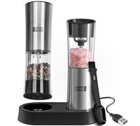 LEBENLANG Molinillo pimienta electrico de sal y pimienta - Sensor de inclinación & Recargable I Pimentero electrico Automático I Salero electricos Salt and pepper grinder set Pimienteros especias