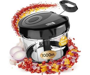 LEBENLANG Picadora manual con cuerda Verduras & Cebollas - 1L & Libre BPA