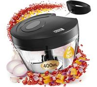 LEBENLANG Picadora manual con cuerda Verduras & Cebollas - 1L trituradora alimentos de Frutas & Libre de BPA | Negra cortador Vegetable chopper Picador de verduras Cortador de verduras manual