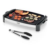 LEBENLANG Plancha cocina electrica 2000W - 45x30cm & Incl. Pinzas parrilla | Plancha electrica para cocinar XXL interior & exterior I Grelhador electrico Planchas de asar Grill eléctrica cocina