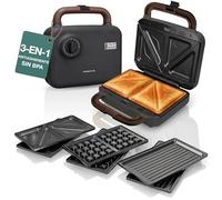LEBENLANG Sandwichera 3 en 1-750W Incl. 3 insertos para Parrilla, Sándwich & Gofres I Sandwich toaster Sandwicheras Sanduicheira 3 em 1 Plancha Sanwichera 2 Sandwich Tostadeira Sanducheras Sandwich