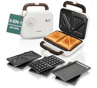 LEBENLANG Sandwichera 3 en 1-850W Incl. 3 insertos para Parrilla Sándwich