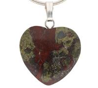 Lebensquelle Plus Colgante de corazón de jaspe de sangre de dragón de piedra preciosa auténtica, 2 x 2 cm, colgante de corazón con ojal plateado