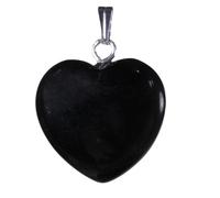 Lebensquelle Plus Colgante de corazón de piedras preciosas auténticas, 2 x 2 cm, colgante de corazón con ojal plateado, 2 cm, Obsidiana, Varios