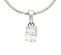 Lebensquelle Plus Colgante de cristal de roca facetado | engaste de garras | perla ovalada 7 x 4 mm | plata 925