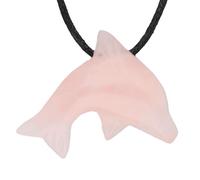 Lebensquelle Plus Colgante de delfín de cuarzo rosa | Colgante de piedras preciosas con colgante de delfín | colgante con correa de cuero, Piedra semipreciosa, Quartz