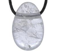 Lebensquelle Plus Colgante de gota de cristal de roca | colgante de piedra de tambor perforada con correa de cuero | colgante de piedras preciosas, Piedra semipreciosa, cuarzo