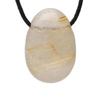 Lebensquelle Plus Colgante de gota de cuarzo rutilo, colgante de piedra de tambor perforada con correa de cuero | Colgante de piedras preciosas, Piedra, Cuarzo rutilo