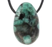 Lebensquelle Plus Colgante de gota de esmeralda, colgante de piedra perforada con cinta de algodón, colgante de piedras preciosas de, Acero inoxidable, Esmeralda