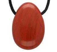 Lebensquelle Plus Colgante de gota de jaspe rojo | Colgante de piedra tamboreada perforada con cinta de algodón | Colgante de piedras preciosas, Piedra semipreciosa, Jaspe