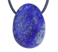 Lebensquelle Plus Colgante de gota de lapislázuli, colgante de piedra perforada con cinta de algodón, colgante de piedras preciosas de, Piedra semipreciosa, Lapislázuli