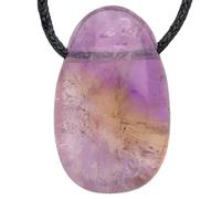 Lebensquelle Plus Colgante de gota rara con cinta de algodón | Conjunto de collar de piedra natural | Colgante de piedras preciosas reales | Colgante de gota de piedra perforada, 3 cm, Acero