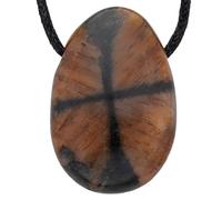 Lebensquelle Plus Colgante de gota rara con cinta de algodón | Conjunto de collar de piedra natural | Colgante de piedras preciosas reales | Colgante de gota de piedra perforada, 3 cm, Piedra