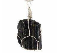 Lebensquelle Plus Colgante de piedra cruda con turmalina verdelita verde | Cristal cultivado natural en alambre | Hecho a mano y único