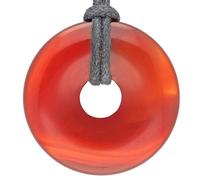 Lebensquelle Plus Colgante donut de piedra natural Ø 30 mm con cordón de algodón | Collar de piedra preciosa (Cornalina)
