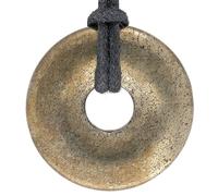 Lebensquelle Plus Colgante donut de piedra natural Ø 30 mm con cordón de algodón | Collar de piedra preciosa (Pirita)