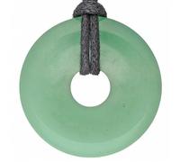 Lebensquelle Plus Colgante donut de piedra natural Ø 30 mm con cordón de algodón | Collar de piedra preciosa (Aventurina verde)