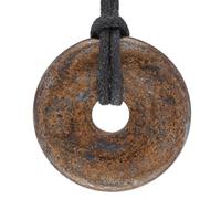 Lebensquelle Plus Colgante donut de piedra natural Ø 30 mm con cordón de algodón | Collar de piedra preciosa (Bronzita)